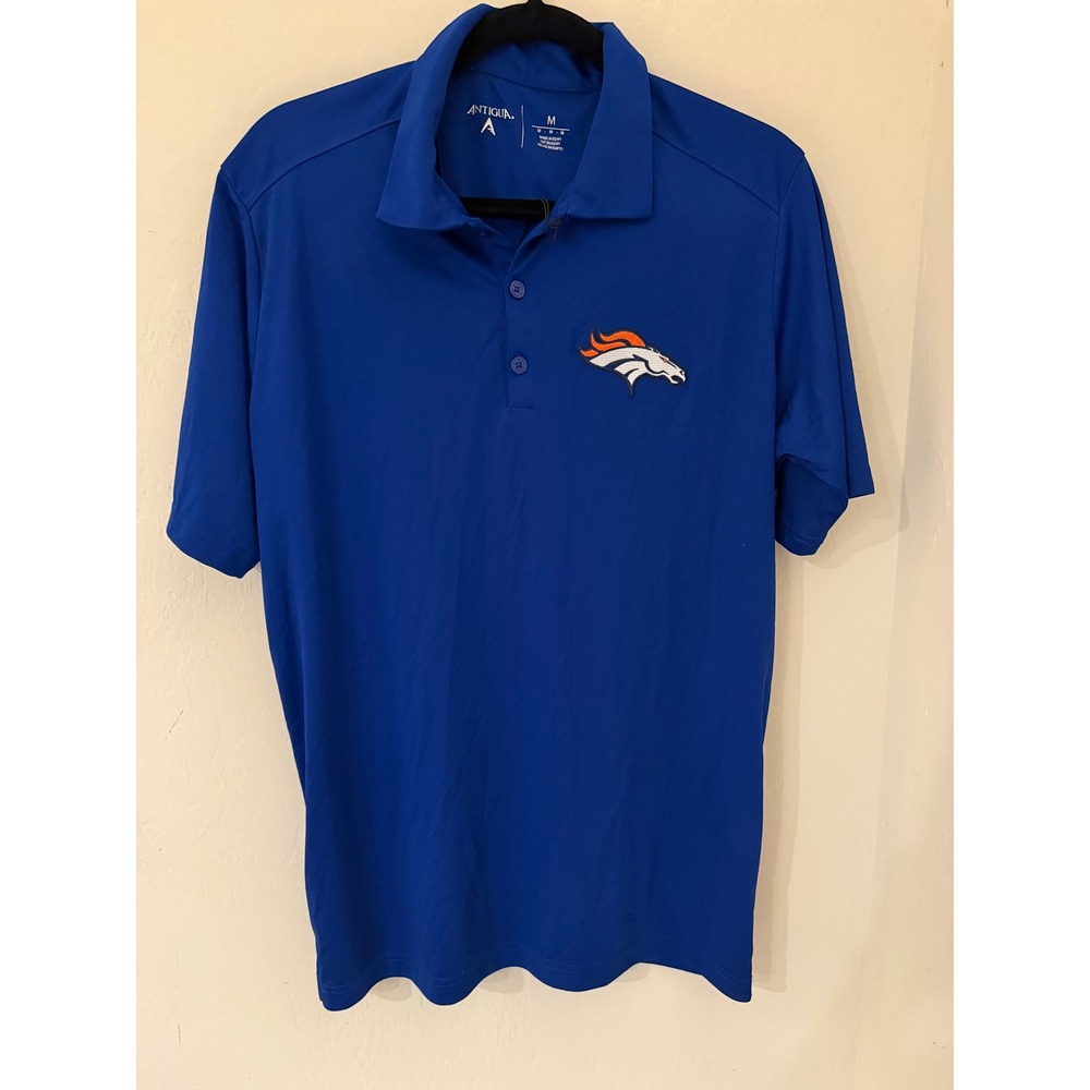 Men's Antigua Denver Broncos Blue Performance Polo Size Medium- NWT